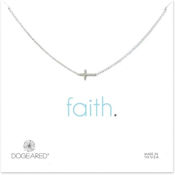 Dogeared Faith Small Sideways Cross Necklace 18" Sterling Silver - Picture 1 of 2